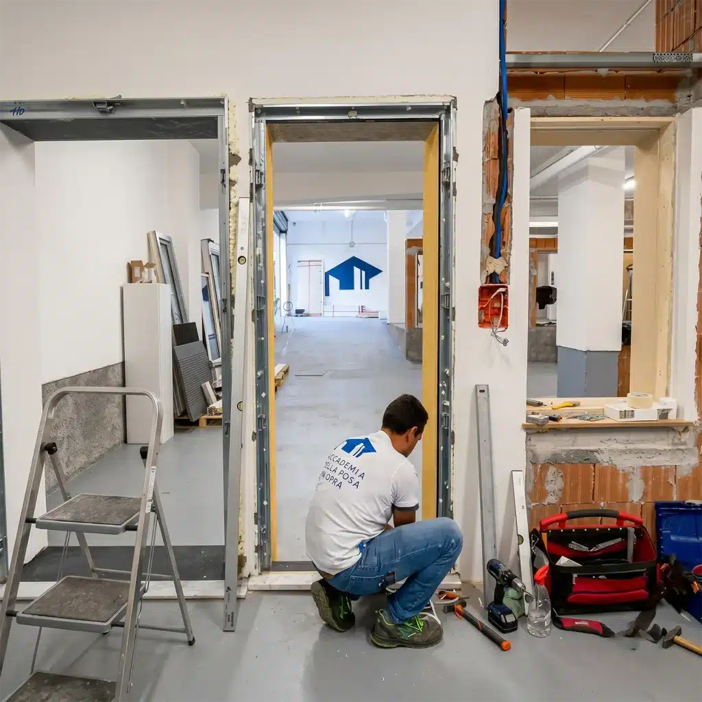 applicazione nastro su telaio porta blindata