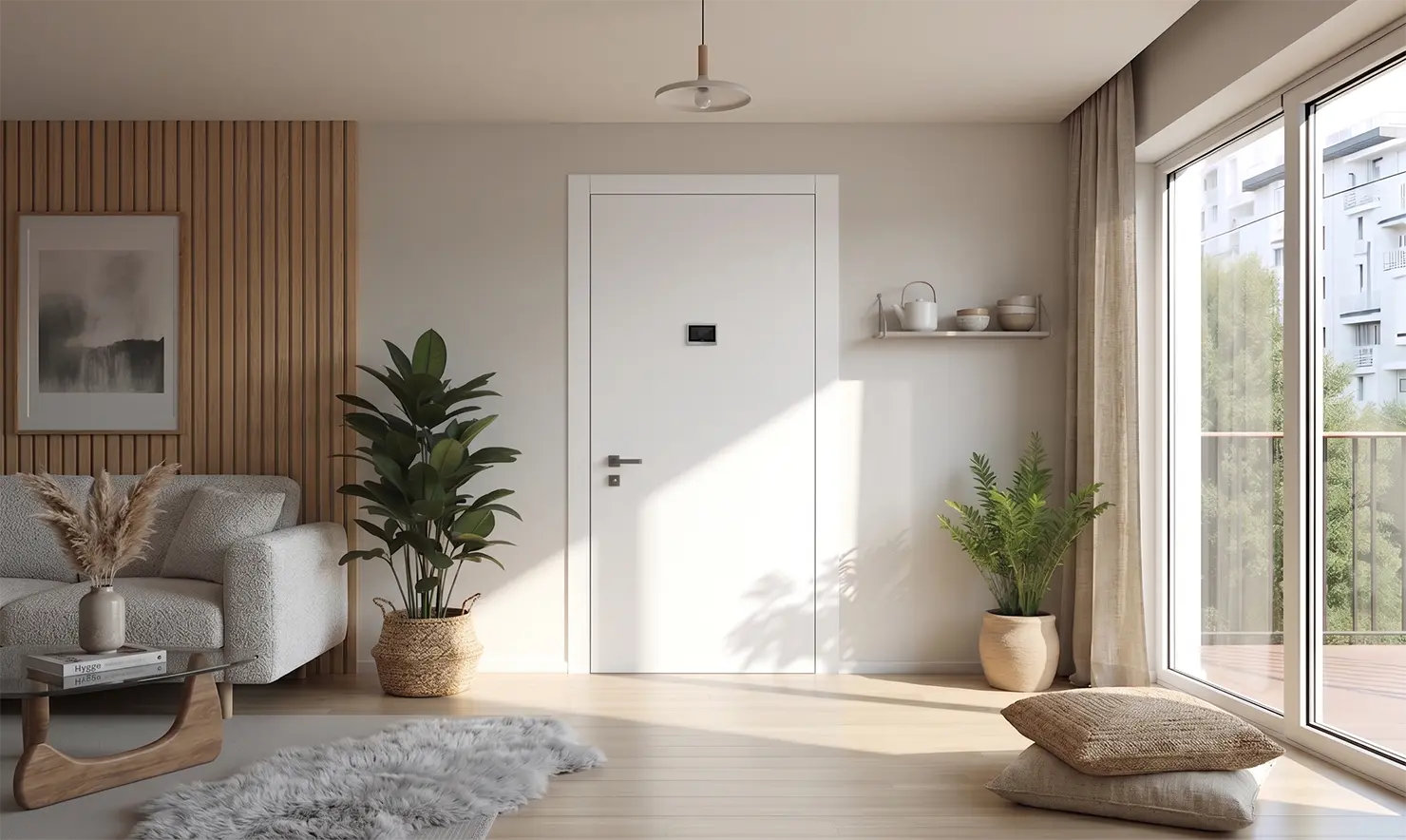 portoncino blindato bianco design scandinavo